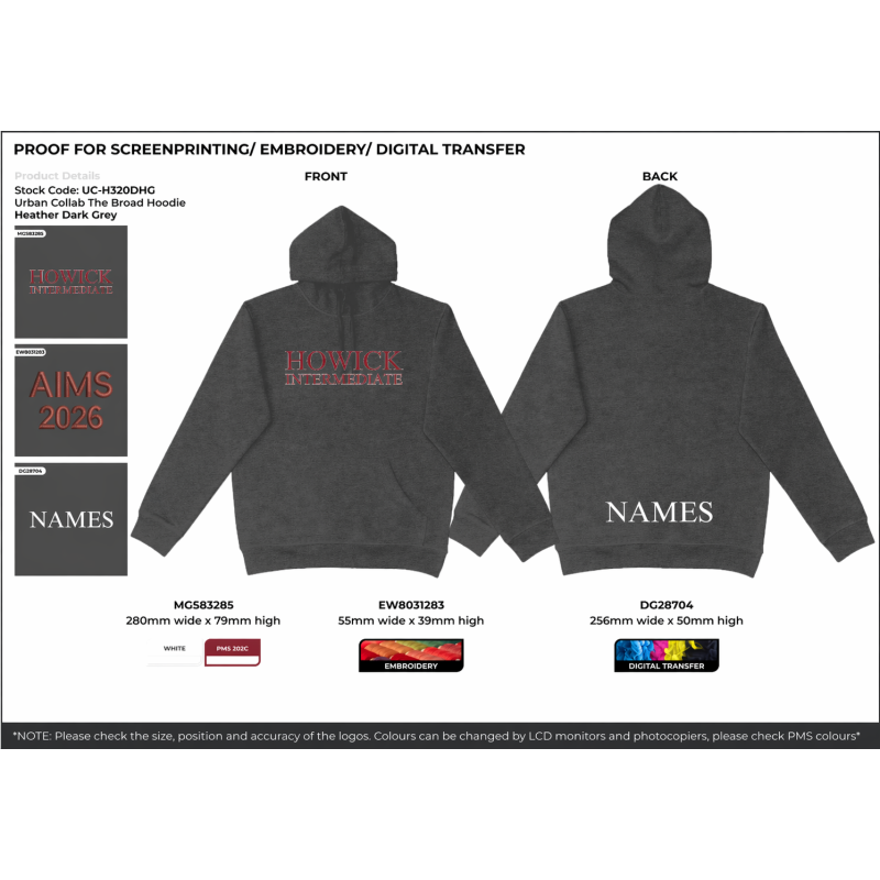 Howick Intermediate AIMS 2026 Hoodies