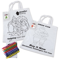 Kids Custom Colouring in Tote Bag with Crayons